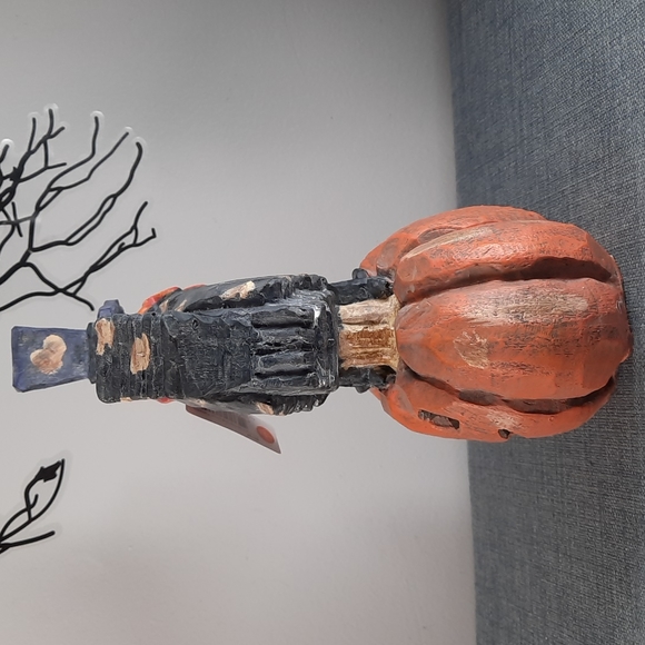 Halloween Crow Jack O' Lantern Light Up Figure Decoration Rustic Wood Look - Picture 5 of 8